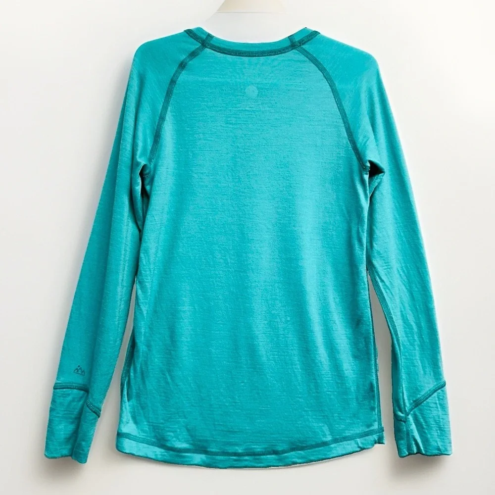 IKSPLOR Base Layer Top Kid's Sz 6-7 100% Merino Wool Teal Thumbhole Ski Winter